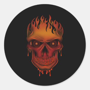 Flame Skull  Classic Round Sticker
