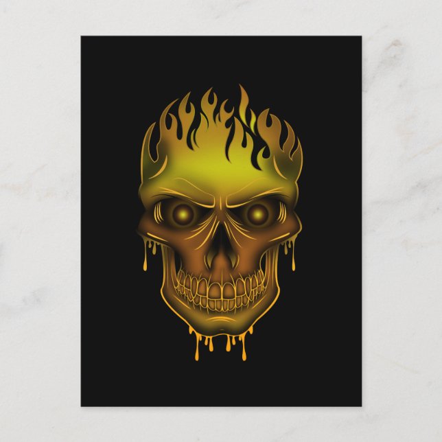 Flame Skull - Gold Postcard (Front)