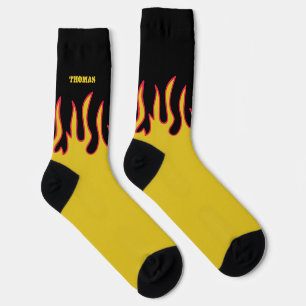Flame Socks Personalised Yellow and Black
