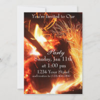 Flame sparks Party Invite full