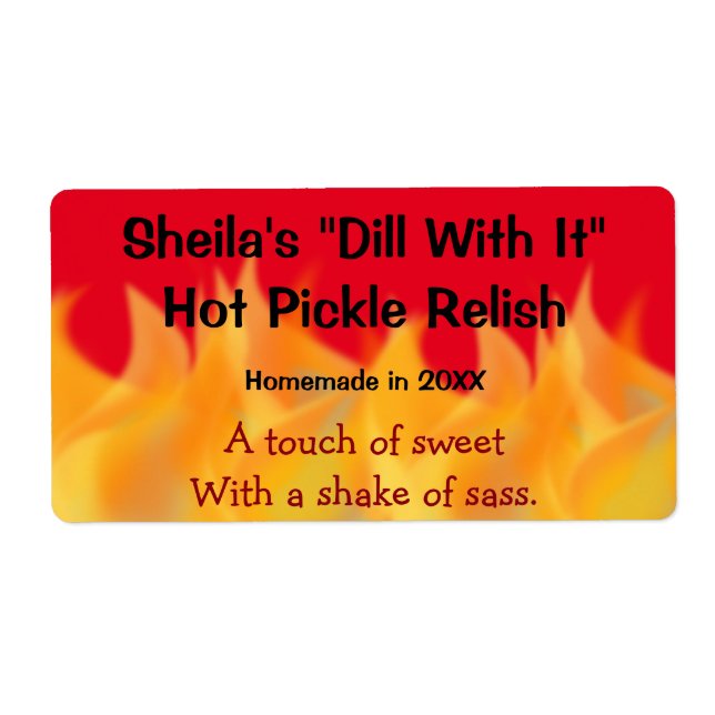 Flame Themed  Homemade Canning Label (Front)