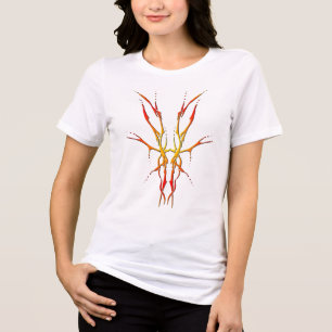 Flame Tribal Deer Skull Hunting Design Tri-Blend Shirt
