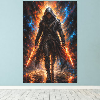 Flamebound Assassin | Fantasy Canvas Print