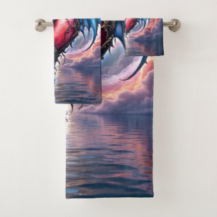 Flamebound Heart of the Moon – Gothic Cosmic Love Bath Towel Set