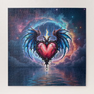 Flamebound Heart of the Moon – Gothic Cosmic Love Jigsaw Puzzle