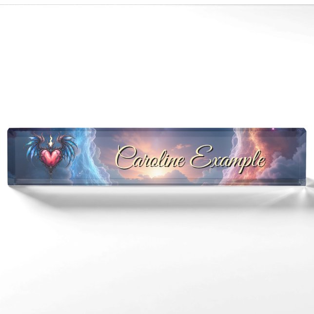 Flamebound Heart of the Moon – Gothic Cosmic Love  Nameplate (Front)