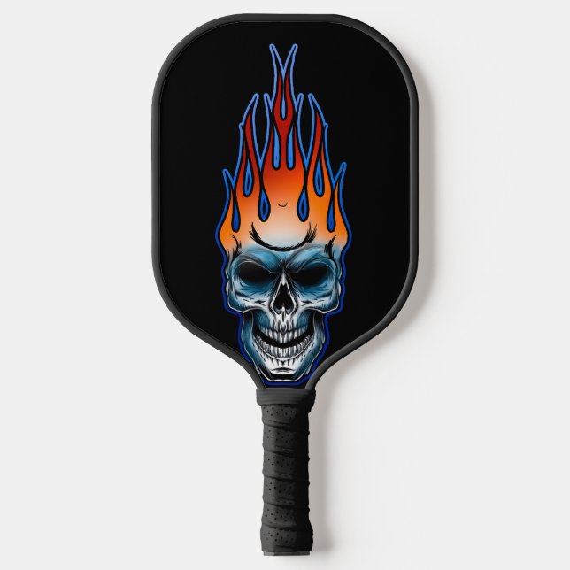 Flamed out skull pickleball paddle  (Front)