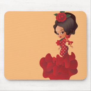 Flamenco cartoon chibi kawaii girl mouse pad