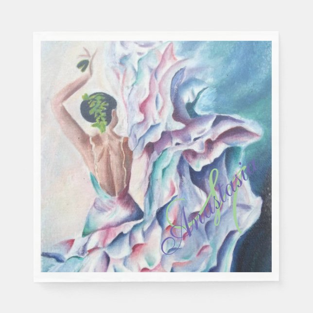 FLAMENCO DANCE PARTY MONOGRAM NAPKIN (Front)