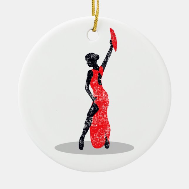 Flamenco Dancer Ceramic Tree Decoration (Front)