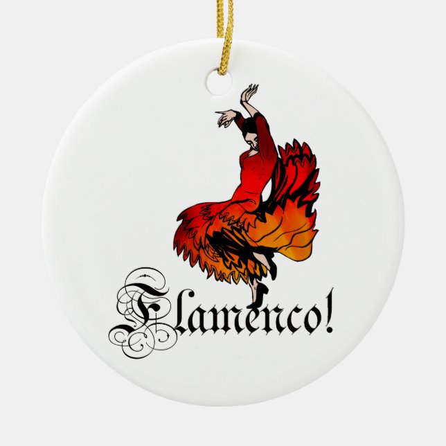 Flamenco Dancer Ceramic Tree Decoration (Front)