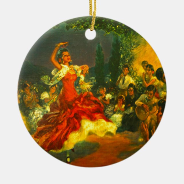 Flamenco Dancer Ceramic Tree Decoration (Front)
