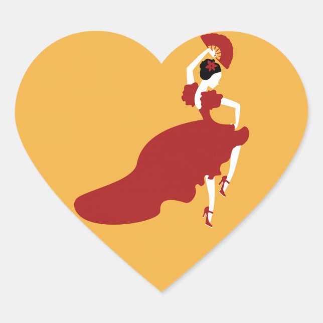 Flamenco Dancer Heart Sticker (Front)