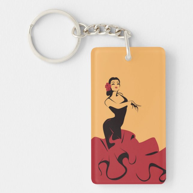 flamenco dancer in a spectacular pose key ring (Front)