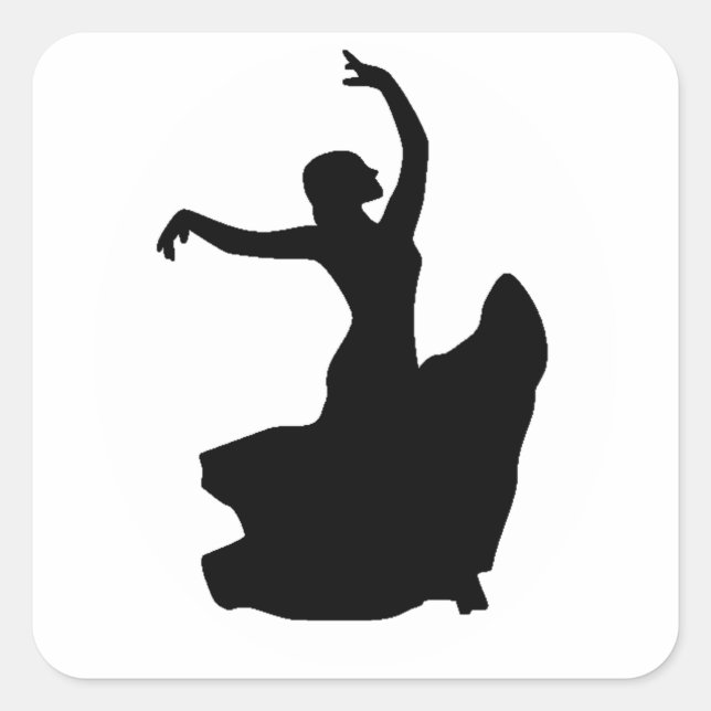 Flamenco Dancer in White Circle Square Sticker (Front)