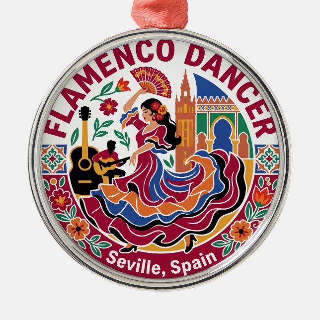 Flamenco Dancer Spain Metal Tree Decoration (Front)