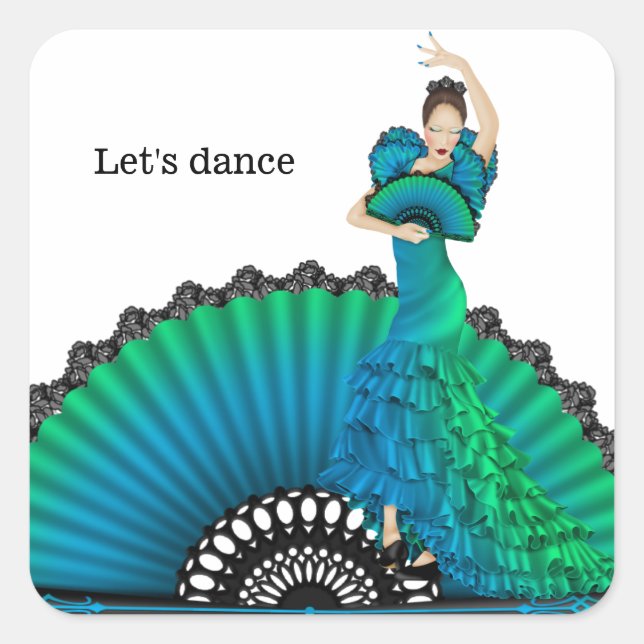 Flamenco dancer square sticker (Front)