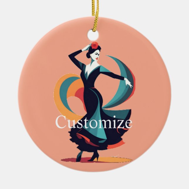 Flamenco Dancer Thunder_Cove Ceramic Tree Decoration (Front)