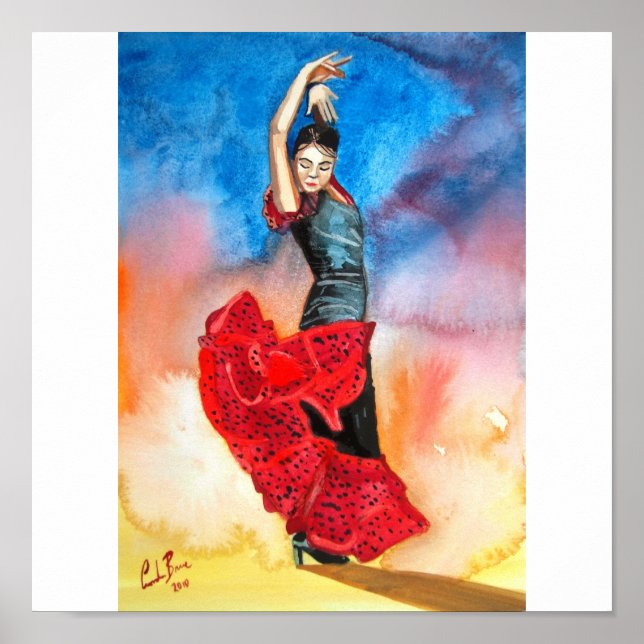 flamenco dancer watercolour poster (Front)