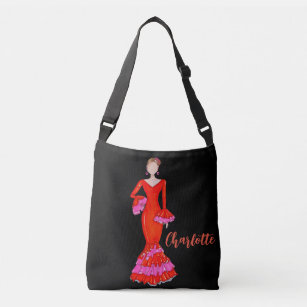 Flamenco dancer with orange dress   crossbody bag