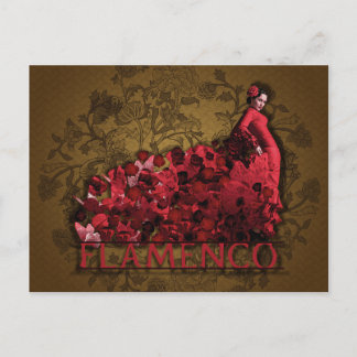 Flamenco Spain Dance Art red black brown Postcard