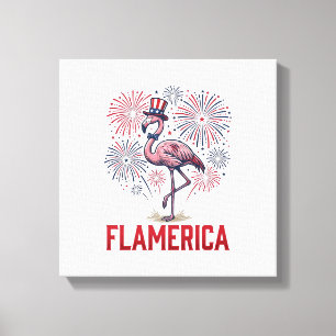 Flamerica Flamingo Patriotic Vintage Shirt Design_ Canvas Print