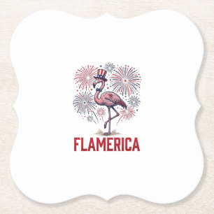 Flamerica Flamingo Patriotic Vintage Shirt Design_ Paper Coaster