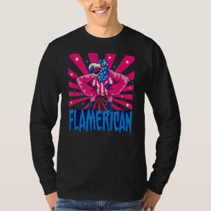 Flamerican Flamingo Red White Blue July 4th Indepe T-Shirt