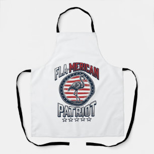 Flamerican Patriot Flamingo Vintage Vector Apron