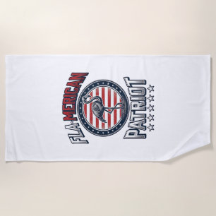 Flamerican Patriot Flamingo Vintage Vector Beach Towel