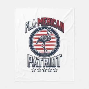 Flamerican Patriot Flamingo Vintage Vector Fleece Blanket