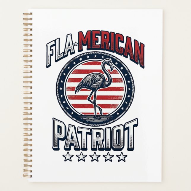 Flamerican Patriot Flamingo Vintage Vector Planner (Front)