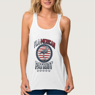 Flamerican Patriot Flamingo Vintage Vector Singlet
