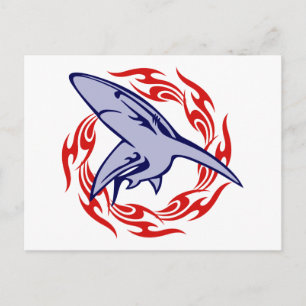 Flames and Shark Postcard