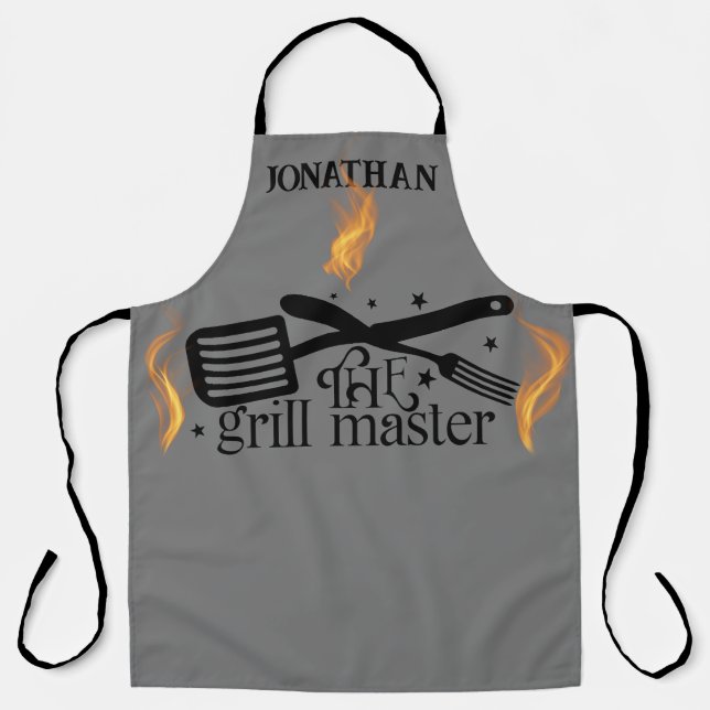 Flames BBQ The Grill Master Chef Cook Grilling Apron (Front)