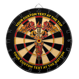 Flames Caduceus Dartboard with Custom Text