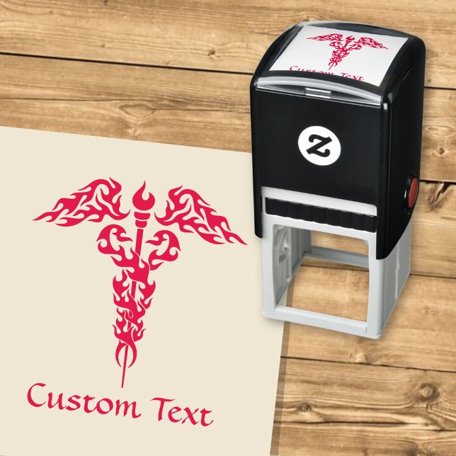 Flames Caduceus Self-inking Stamp (Creator Uploaded)