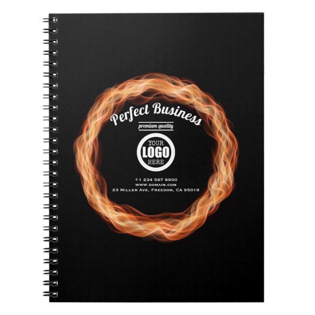 Flames Creative Unique Modern Trendy Add Your Logo Notebook (Front)