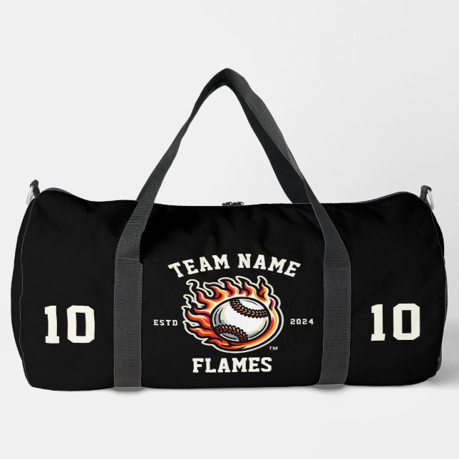 Flames "Customisable" Baseball Duffle Bag (Front)