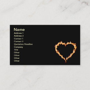 FLAMES HEAT black heart fire burning hot love Business Card