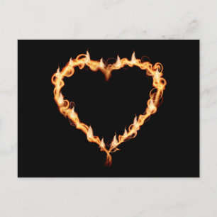 FLAMES HEAT black heart fire burning hot love Postcard