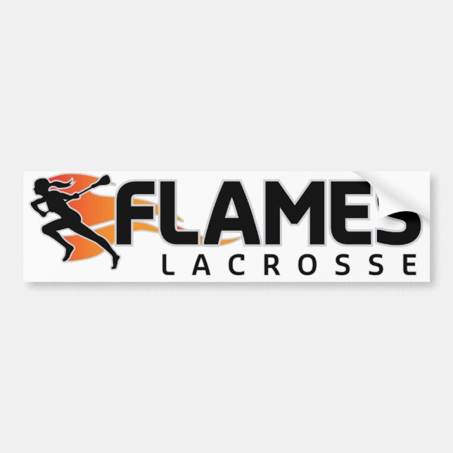 Flames Lacrosse Bumper Sticker (Front)