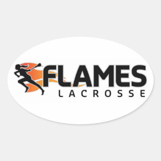 Flames Lacrosse Oval Sticker
