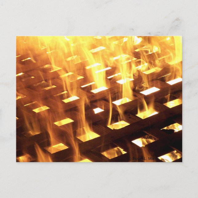 Flames of fire through a lattice photograph design postcard (Front)