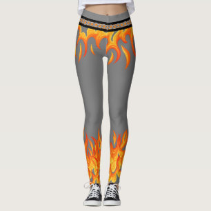 Flames on Gray Leggings