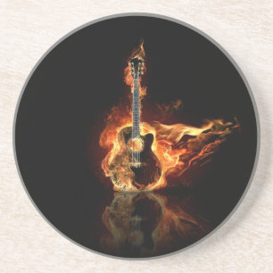 flamin guitar coaster