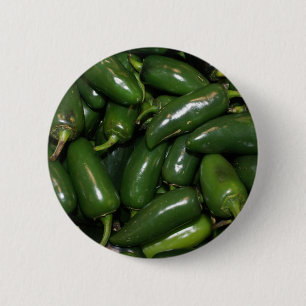 Flamin' Hot Green Jalepeno Peppers Art 6 Cm Round Badge