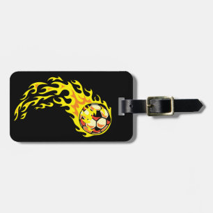 Flamin' Soccer Ball Luggage Tag