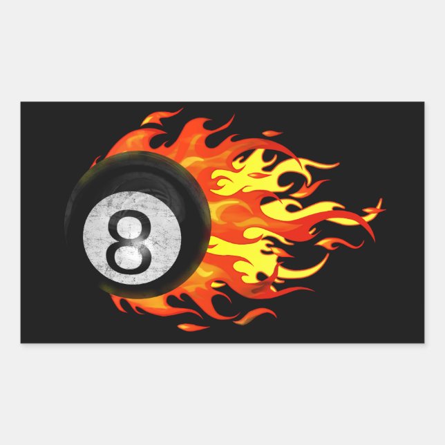 Flaming 8 Ball Rectangular Sticker (Front)