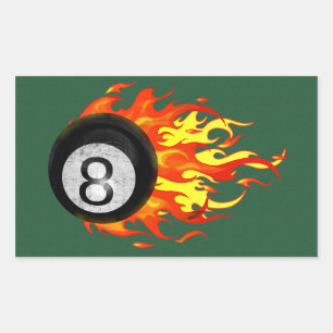 Flaming 8 Ball Rectangular Sticker